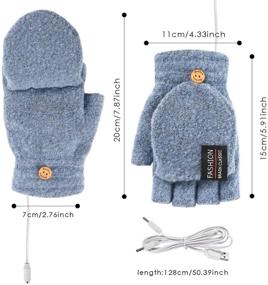 img 2 attached to Cozy USB Heated Gloves: Full & Half Finger Knitted Hand Warmers for Men and Women (Light Blue)