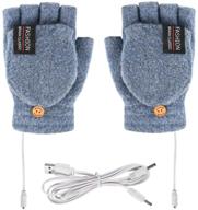 cozy usb heated gloves: full & half finger knitted hand warmers for men and women (light blue) logo