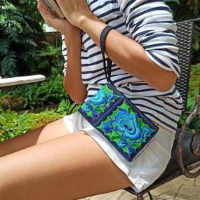 img 2 attached to 🌸 Sabai Jai - Stylish Mini Floral Wristlet Wallet: Small Handmade Boho Change Purse Pouch for Women