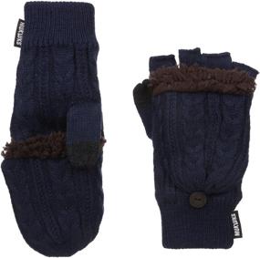 img 1 attached to Luks Mens Fingerless Flip Mittens Blue