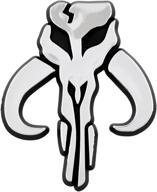 🔶 silver 3'' x 2 1/2'' sw mandalorian skull plastic auto emblem logo