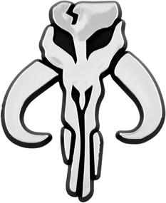 img 1 attached to 🔶 Silver 3'' x 2 1/2'' SW Mandalorian Skull Plastic Auto Emblem