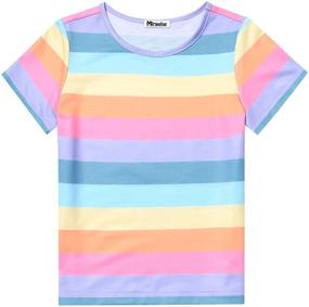 img 4 attached to Sleeve Shirts Rainbow Summer T Shirts Girls' Clothing for Tops, Tees & Blouses