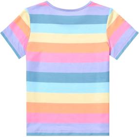 img 3 attached to Sleeve Shirts Rainbow Summer T Shirts Girls' Clothing for Tops, Tees & Blouses