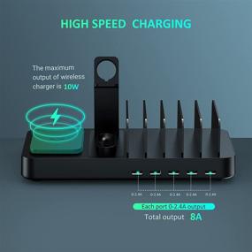 img 3 attached to 🔌 Конечная беспроводная зарядная станция: 5 USB-портов, 10W беспроводная зарядка, подставка для зарядки AirPods и iWatch и 9 различных кабелей - Черный.