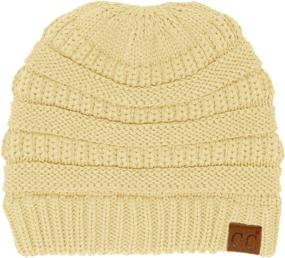 img 1 attached to 🧣 C.C Criss Cross Ponytail Messy Buns Knit Beanie Hat - Stay Warm and Stylish this Winter!