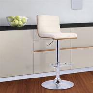 🪑 stylish armen living aubrey barstool: cream faux leather, walnut wood, chrome finish logo