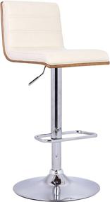 img 3 attached to 🪑 Stylish Armen Living Aubrey Barstool: Cream Faux Leather, Walnut Wood, Chrome Finish