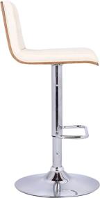 img 1 attached to 🪑 Stylish Armen Living Aubrey Barstool: Cream Faux Leather, Walnut Wood, Chrome Finish