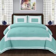 luxurious teal full/queen size comforter set | brushed microfiber | wrinkle resistant | contemporary block design | grammercy down alternative | soft & plush | pillow shams included logo