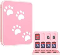 🐱 moko 16-game card case for nintendo switch/switch lite/switch oled 2021, game card holder for sd card & nintendo switch game card, cartridge storage box for switch games, pink cat logo