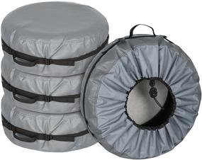 img 4 attached to 🧳 Seasonal Spare Tire Bag | Durable Winter Wheel Storage Tote with Handle | Explore Land Tire Cover, 4 Pack (Fits Tire Diameters 23''-25.75'', Charcoal)