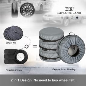 img 3 attached to 🧳 Seasonal Spare Tire Bag | Durable Winter Wheel Storage Tote with Handle | Explore Land Tire Cover, 4 Pack (Fits Tire Diameters 23''-25.75'', Charcoal)