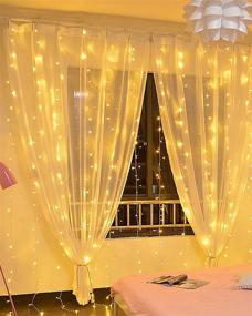 img 4 attached to AJIJING Curtain Lights: 300 LED 8 Modes for Bedroom, Remote Control USB Powered Waterproof Christmas Fairy String Lights - Perfect for Indoor, Wedding, Party (Modern)