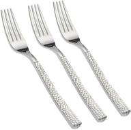 🍴 supernal 300pcs silver plastic forks: elegant, premium disposable forks with special hammered design for big parties, weddings, and catering events logo