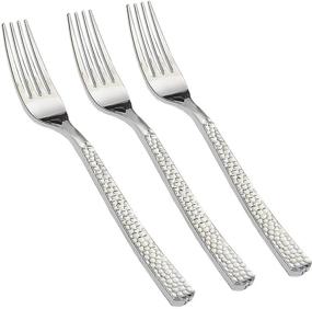 img 4 attached to 🍴 Supernal 300pcs Silver Plastic Forks: Elegant, Premium Disposable Forks with Special Hammered Design for Big Parties, Weddings, and Catering Events