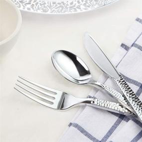 img 1 attached to 🍴 Supernal 300pcs Silver Plastic Forks: Elegant, Premium Disposable Forks with Special Hammered Design for Big Parties, Weddings, and Catering Events