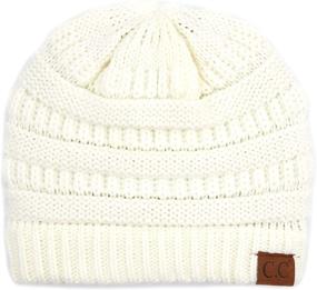 img 2 attached to 🧢 C.C Hatsandscarf Exclusives Unisex Soft Stretch Fuzzy Sherpa Lined Beanie Hat with HAT-25 Design