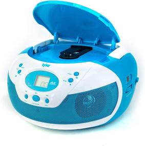 img 1 attached to 🎶 Neon Blue Portable Stereo CD Player - Tyler TAU105-NBL with AM/FM Radio, Aux & Headphone Jack Line-in