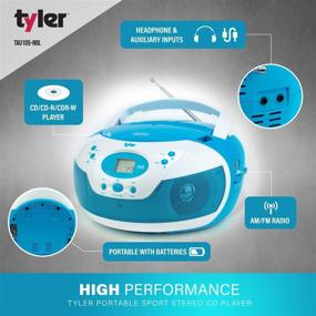 img 2 attached to 🎶 Neon Blue Portable Stereo CD Player - Tyler TAU105-NBL with AM/FM Radio, Aux & Headphone Jack Line-in