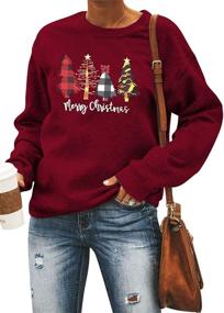 img 4 attached to 🎄 Merry Christmas Sweatshirt for Women - ASTANFY Drop Shoulder Long Sleeve Christmas Tree Pullover Lightweight Shirt