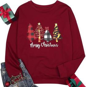 img 3 attached to 🎄 Merry Christmas Sweatshirt for Women - ASTANFY Drop Shoulder Long Sleeve Christmas Tree Pullover Lightweight Shirt