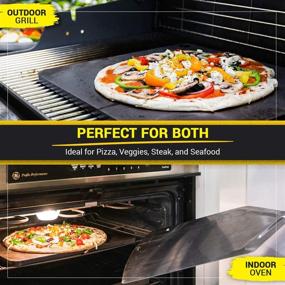 img 2 attached to 🔥 Fire & Slice Large Pizza Stone: High Performance Oven and Grill Pan, Pre-Seasoned Carbon Steel - Made in USA