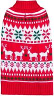 🐶 kyeese holiday dog sweater with leash hole - snowflake reindeer theme, ugly christmas dog sweaters логотип