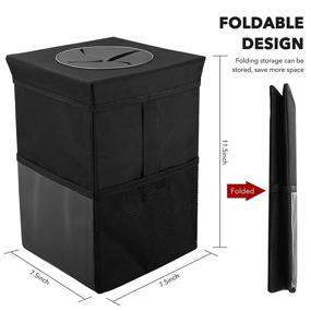 img 1 attached to 🚗 Collapsible Car Trash Can with Lid - Portable Car Trash Bag Hanging with Storage Pockets, 2.6 gal Capacity