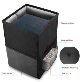 img 2 attached to 🚗 Collapsible Car Trash Can with Lid - Portable Car Trash Bag Hanging with Storage Pockets, 2.6 gal Capacity