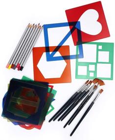img 3 attached to 🎨 BTSKY 22 PCS Primary Shapes Template Set: Enhance Crafts, Creativity & Learning