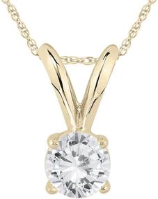 img 4 attached to 💎 14K Yellow Gold 1/7 Carat Round Diamond Solitaire Pendant - Certified by AGS