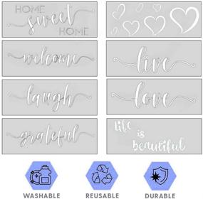 img 3 attached to 🌲 Wood Painting Stencils Kit: Welcome, Love, Laugh + Mandala Hearts, 14pcs Essential Inspirational Stencils for Farmhouse DIY Home Décor