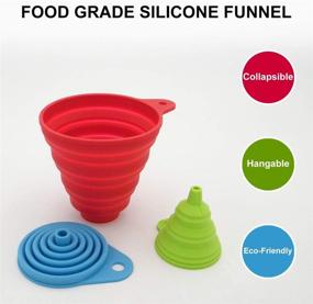 img 2 attached to 🌽 3 Sizes of Food Grade Kitchen Funnel Set: Premium Silicone Collapsible Funnels for Liquid and Powder Transfer, Bottles Filling and Canning