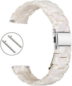 img 3 attached to 💎 Resin Watch Band for Garmin Vivoactive 3/3 Music/Forerunner 245 - 20mm Fashion Bracelet Strap for Women & Men - Compatible with Vivomove HR/Forerunner 645 Smartwatch (Pearl White)