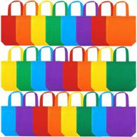 🎉 elcoho 24 pack sustainable non-woven party treat bags 9.8 x 9.8 x 3 inches - gift tote bags, grocery goodie bags with handles for parties - eco friendly bags логотип