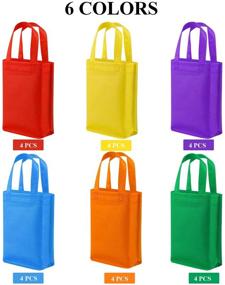 img 2 attached to 🎉 Elcoho 24 Pack Sustainable Non-woven Party Treat Bags 9.8 x 9.8 x 3 Inches - Gift Tote Bags, Grocery Goodie Bags with Handles for Parties - Eco Friendly Bags