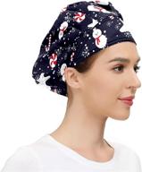 🎩 moisture wicking working cap with adjustable bandage bouffant hat - christmas snowflakes snowman design for men and women logo