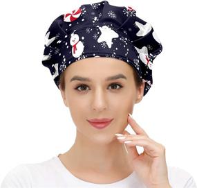 img 3 attached to 🎩 Moisture Wicking Working Cap with Adjustable Bandage Bouffant Hat - Christmas Snowflakes Snowman Design for Men and Women