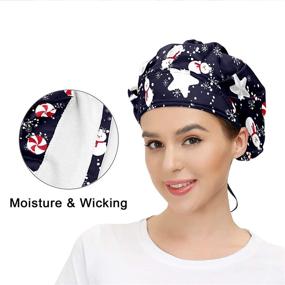 img 1 attached to 🎩 Moisture Wicking Working Cap with Adjustable Bandage Bouffant Hat - Christmas Snowflakes Snowman Design for Men and Women