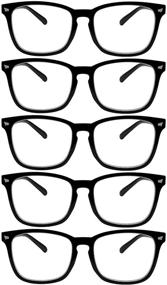 img 4 attached to 👓 Blue Light Blocking Reading Glasses: 5-Pack Square Frames for Women and Men - Ideal for Comfortable Reading, Gaming and TV Viewing