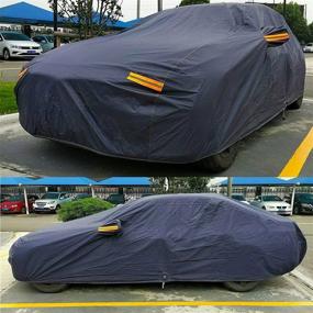 img 2 attached to Premium Waterproof Full Car Covers with Zipper Mirror Pocket for Audi A4, S5, RS Acura Chevy Cruze Cadillac Dodge Ford - All Weather Sun UV Rain Dust Snow Resistant Protection