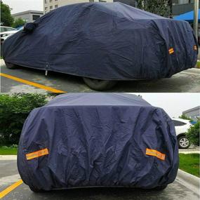 img 1 attached to Premium Waterproof Full Car Covers with Zipper Mirror Pocket for Audi A4, S5, RS Acura Chevy Cruze Cadillac Dodge Ford - All Weather Sun UV Rain Dust Snow Resistant Protection