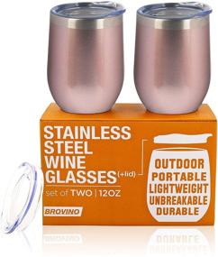 img 4 attached to 🌹 Rose Stainless Steel Wine Glasses with Lid - Unbreakable Outdoor Tumblers - 12 oz Double Wall Insulation - Ideal for Wine, Coffee & Camping - Set of 2