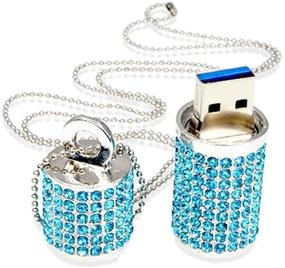 img 1 attached to Kepmem 8GB Flash Drive Blue Crystal USB 3.0 Thumb Drive - Diamond Bling Pendant Pen Drive with Metal Zip Drive, Cute Rhinestone Memory Stick in Gift Box for Data Storage