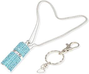 img 4 attached to Kepmem 8GB Flash Drive Blue Crystal USB 3.0 Thumb Drive - Diamond Bling Pendant Pen Drive with Metal Zip Drive, Cute Rhinestone Memory Stick in Gift Box for Data Storage