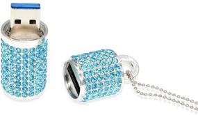 img 3 attached to Kepmem 8GB Flash Drive Blue Crystal USB 3.0 Thumb Drive - Diamond Bling Pendant Pen Drive with Metal Zip Drive, Cute Rhinestone Memory Stick in Gift Box for Data Storage