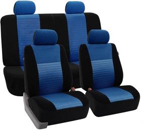 img 4 attached to FH Group Universal Fit Full Set Trendy Elegance Car Seat Cover