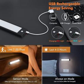 img 1 attached to Ultra-Thin Rechargeable Motion Sensor Battery Lights for Cabinets - Portable Night Light with Soft, Dot-Free Illumination - Wireless Magnetic Suction Installation - Ideal for Indoor Use - 1 Pack