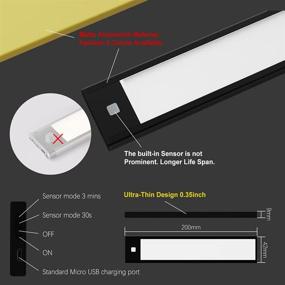 img 3 attached to Ultra-Thin Rechargeable Motion Sensor Battery Lights for Cabinets - Portable Night Light with Soft, Dot-Free Illumination - Wireless Magnetic Suction Installation - Ideal for Indoor Use - 1 Pack